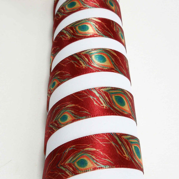 15 mm Peacock Feather Ribbon Red - Berisfords