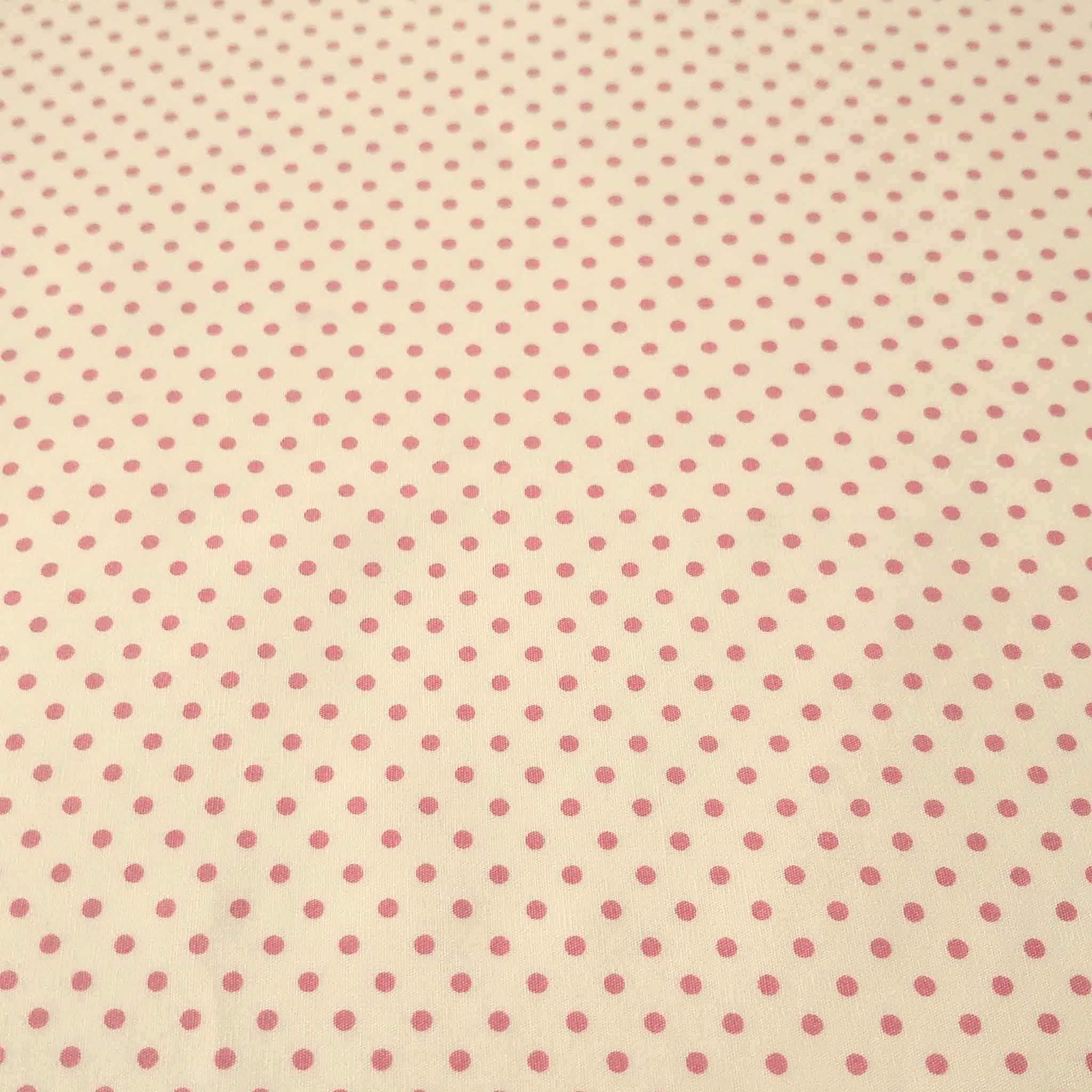 Small Polka Dot Cotton Poplin Fabric Pink on Cream - Rose & Hubble