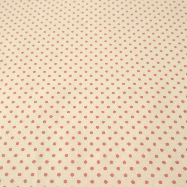 Small Polka Dot Cotton Poplin Fabric Pink on Cream - Rose & Hubble