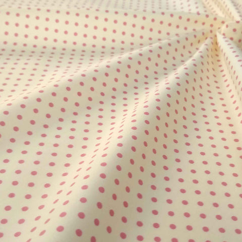 Small Polka Dot Cotton Poplin Fabric Pink on Cream - Rose & Hubble
