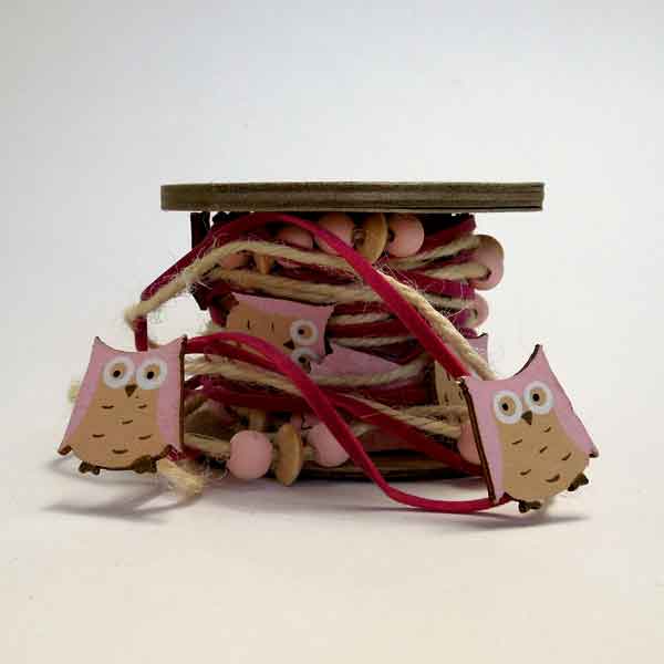 20mm String Trim Owl 3 Metres - Pink