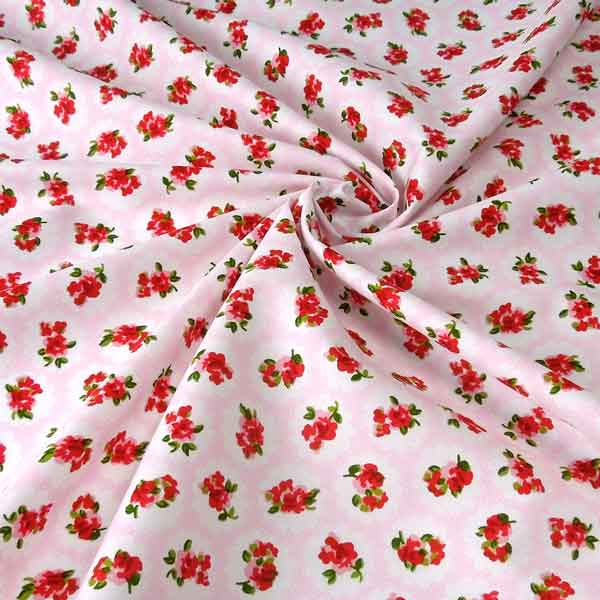 Cotton Poplin Fabric Pink and Red - Rose & Hubble
