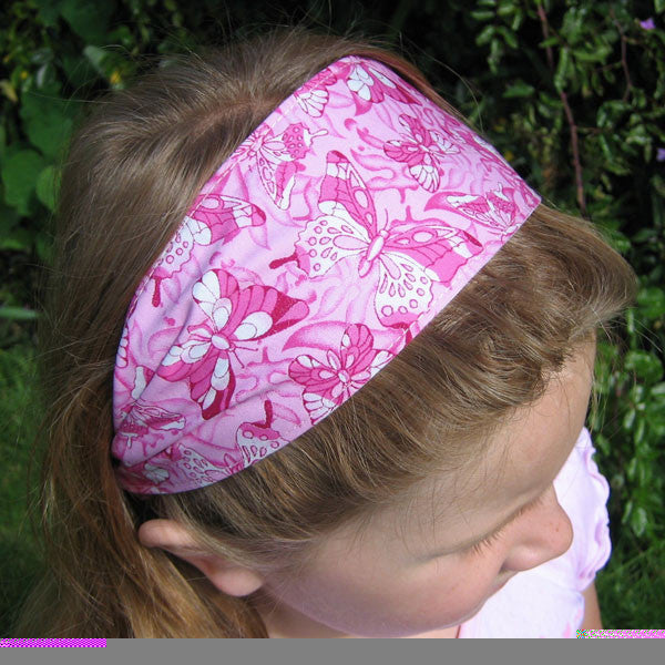 Pink Butterfly Cotton Scrunchie, Hairband and Bandana in Organza Gift Bag