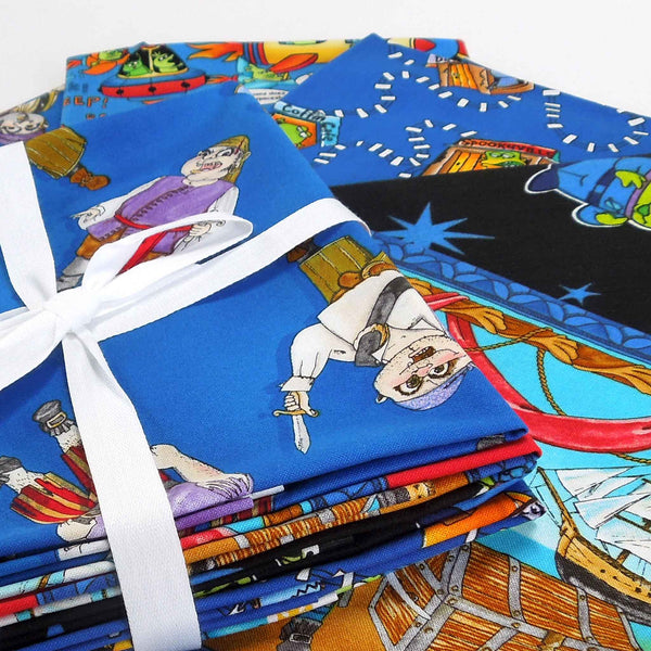 Kid's Pirates, Aliens and Spookyville Fat Quarter Pack Timeless Treasures - 5 Pieces