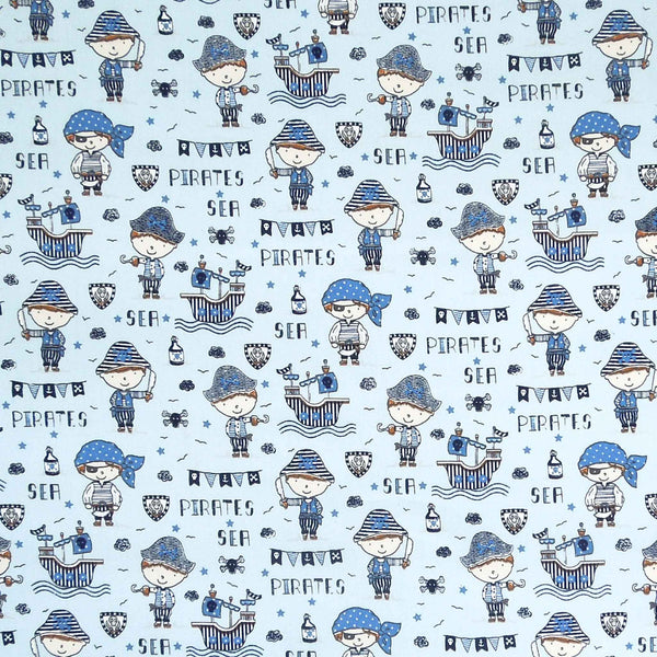 Sea Pirates Blue Cotton Fabric