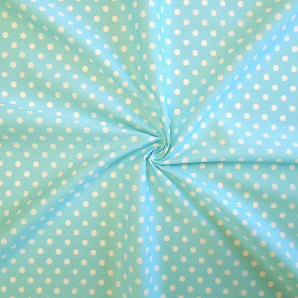Polka Dot Sky Blue Poplin Cotton Fabric by Rose & Hubble