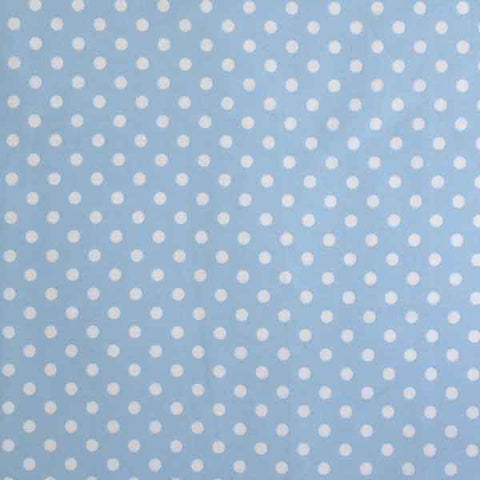 Pastel Dot Fabric, White Polka Dots on Baby Blue Cotton Fabric