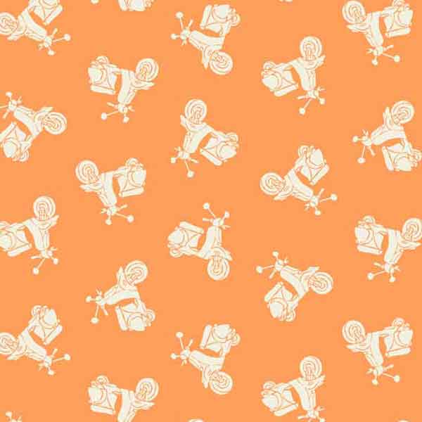 Orange Scooters Cotton Fabric Makower 1655/N - Vacation Collection