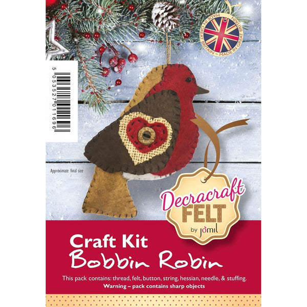 Christmas Bobbin Robin Felt Craft Kit - Jomil FK9