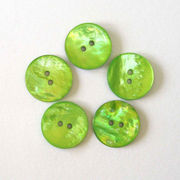 Lime Green Agoya Shell Buttons 15mm - 20mm