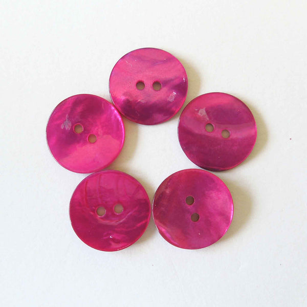Bright Pink Agoya Shell Buttons 15mm - 20mm