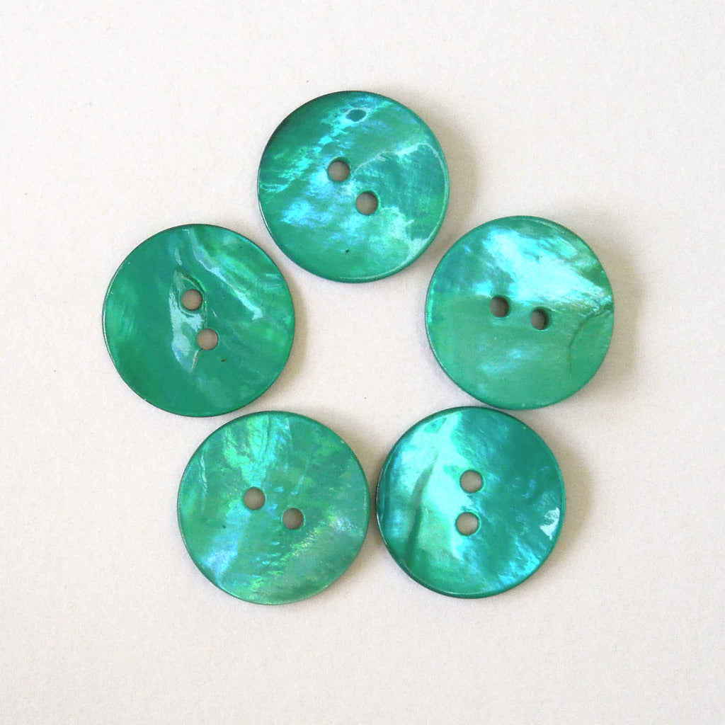 Turquoise Shell Buttons Turquoise Agoya Shell Buttons - 15mm - 20mm – Fabric and Ribbon