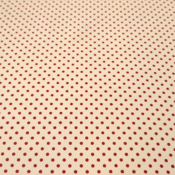 Small Polka Dot Cotton Poplin Fabric Red on Cream - Rose & Hubble