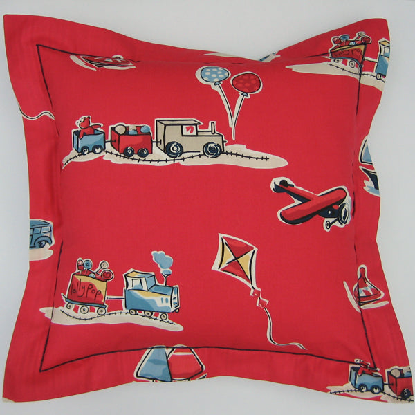 Child's Boys Cushion Handmade in Red Retro Toys Cotton, inch 21 inch, x 53 cm