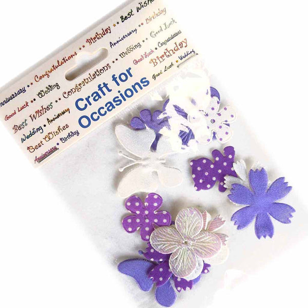 Purple Fabric Flower Mix Craft Embellishments, C2217PU