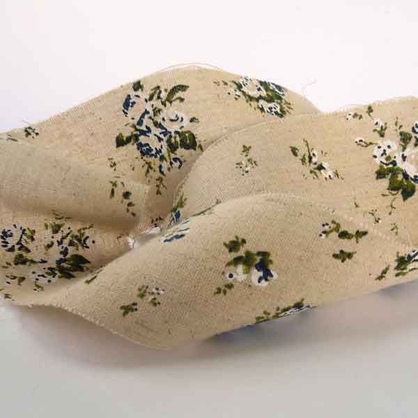 6 cm Blue Floral Ribbon, and 1/4 inch Frayed Edge Linen Tape, 2 Metres of Ribbon