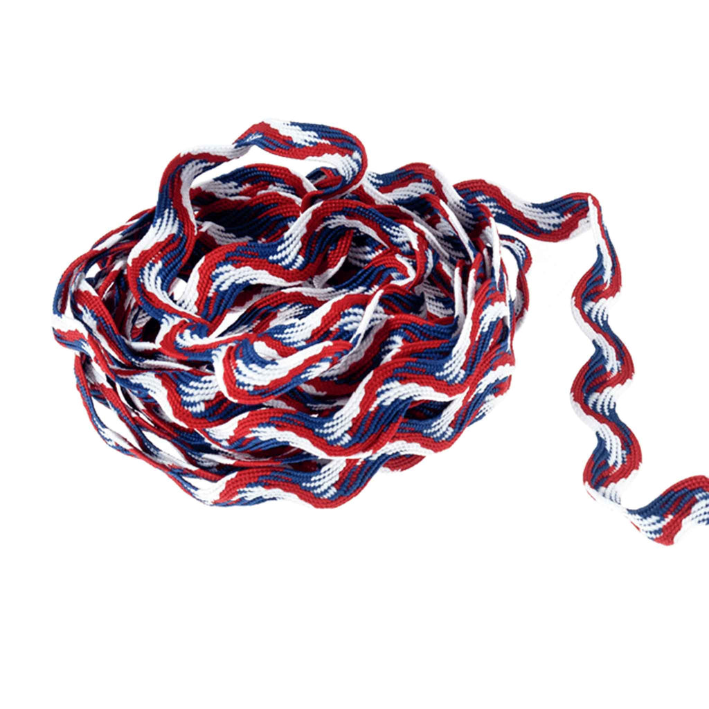 10mm Jumbo Ric Rac - Red, White and Blue – Fabric and Ribbon