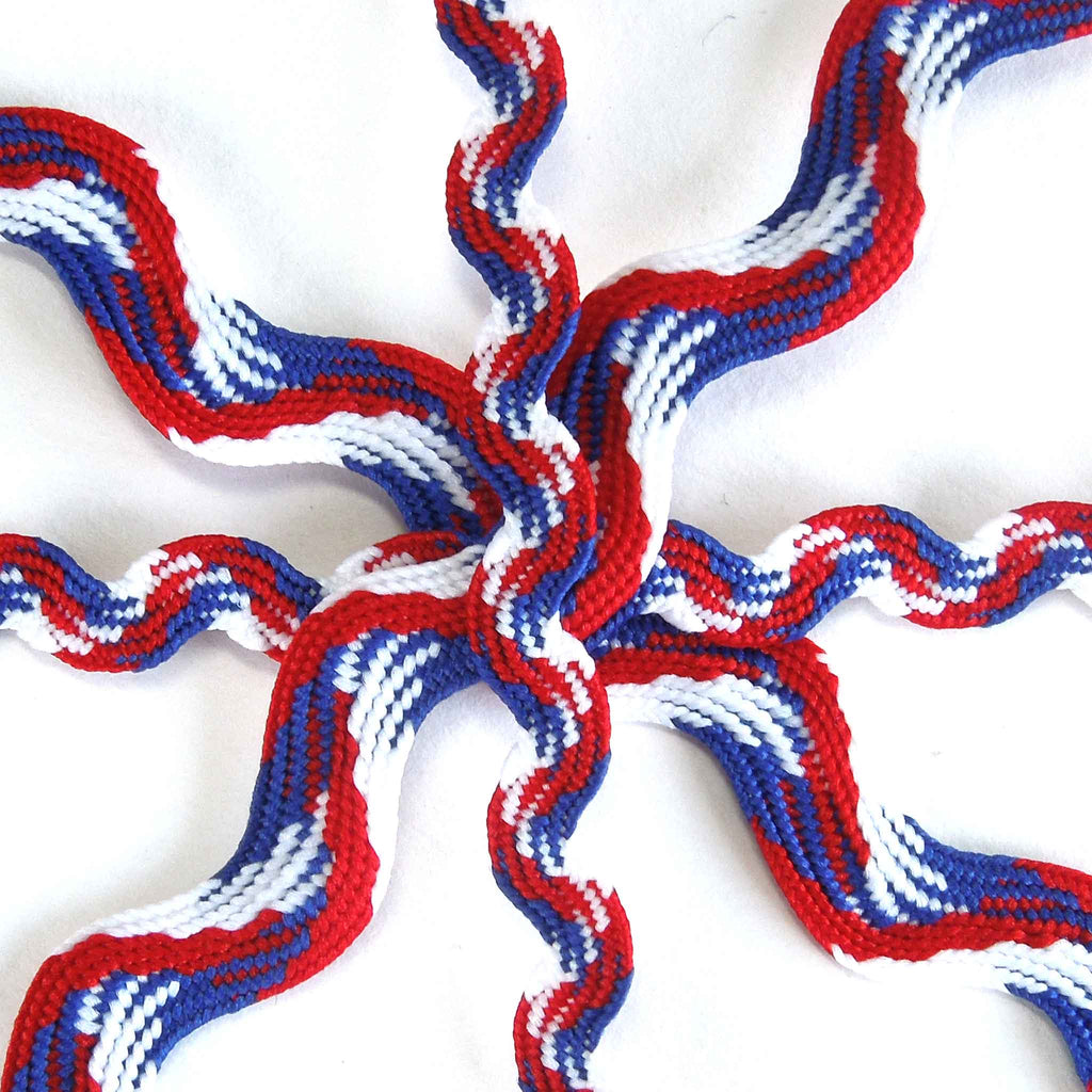 10mm Jumbo Ric Rac - Red, White and Blue – Fabric and Ribbon