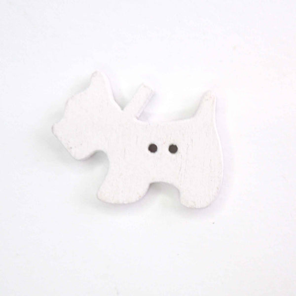Coloured Scottie Dog Wood Buttons, 2 Holes, Pack of 6 Buttons