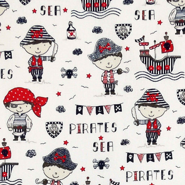Sea Pirates Red Cotton Fabric