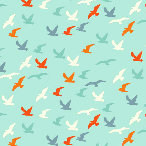 Green Seagulls Cotton Fabric by Makower 1236 from their Nautical Collection