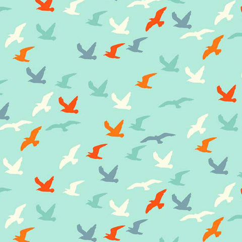 Green Seagulls Cotton Fabric by Makower 1236 from their Nautical Collection