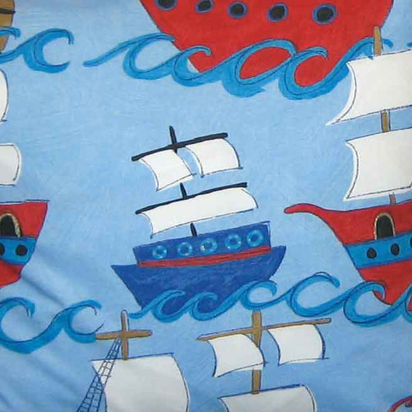 Blue Pirate Galleons Kid's Furnishing Fabric by and Clarke Globaltex , All At Sea Collection