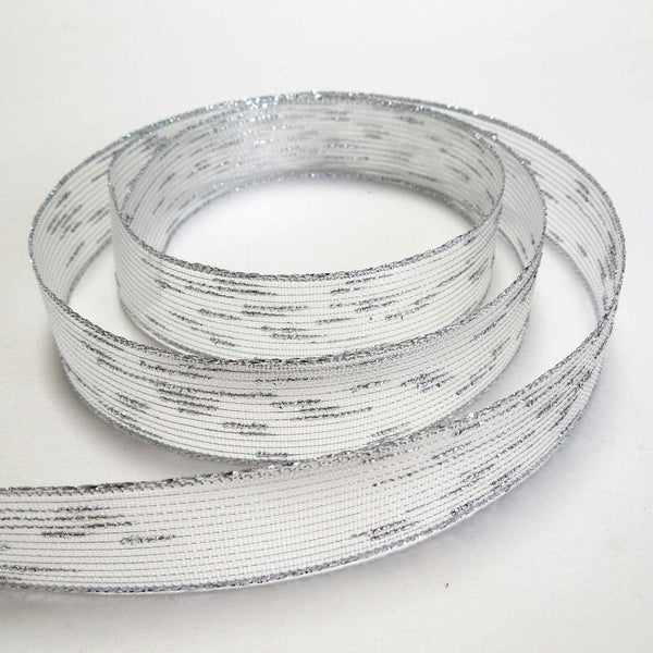25mm Silver Mesh Textured Ribbon - Berisfords