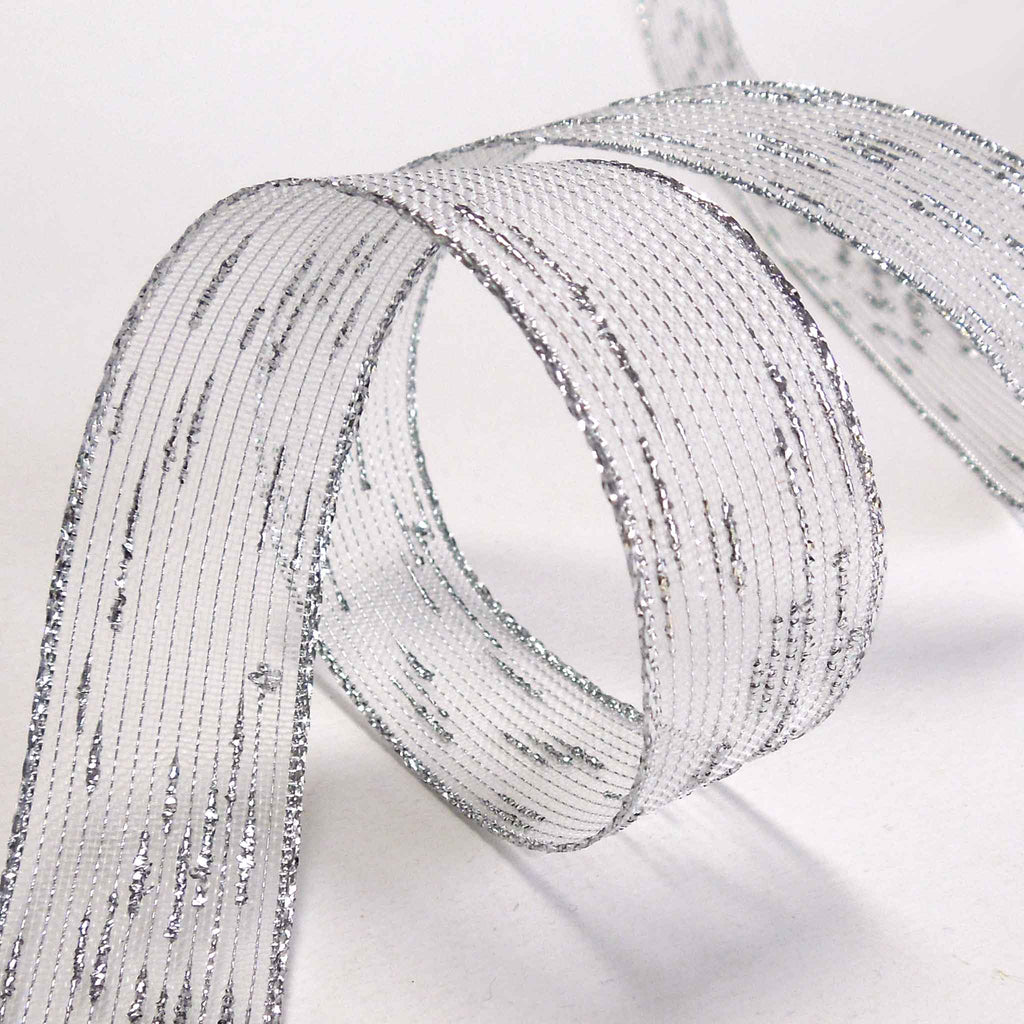 Mesh Silver Ribon 25mm Silver Mesh Textured Ribbon - Berisfords – Fabric and Ribbon