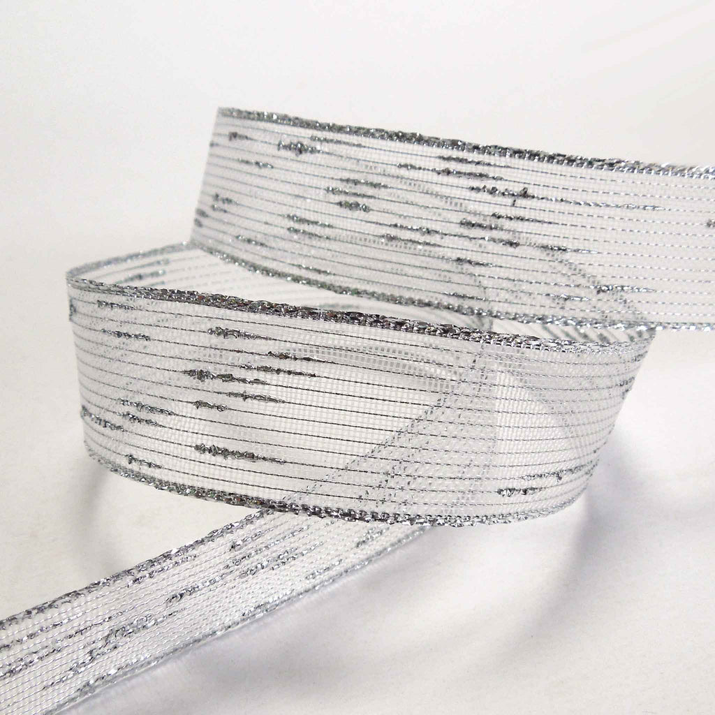 Mesh Silver Ribon 25mm Silver Mesh Textured Ribbon - Berisfords – Fabric and Ribbon