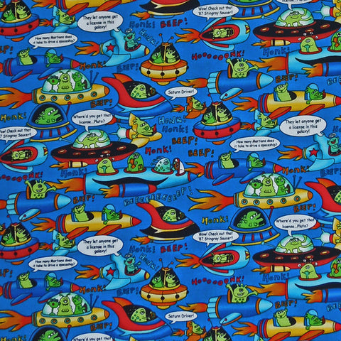Spaceships and Aliens Cotton Fabric - Timeless Treasures