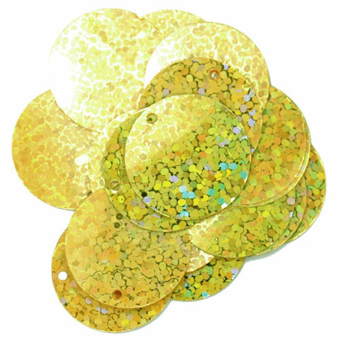 20 mm Hologram Sparkles Gold Round Sequins - The Craft Factory