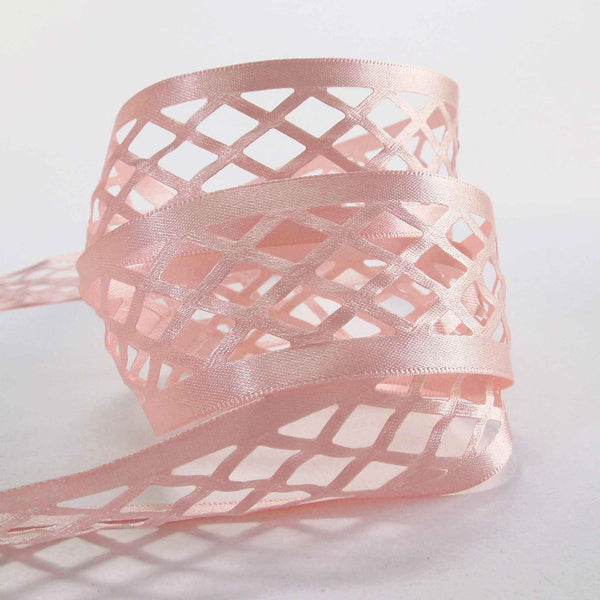 35mm Laser Cut Trellis Ribbon Pink Azalea - Berisfords