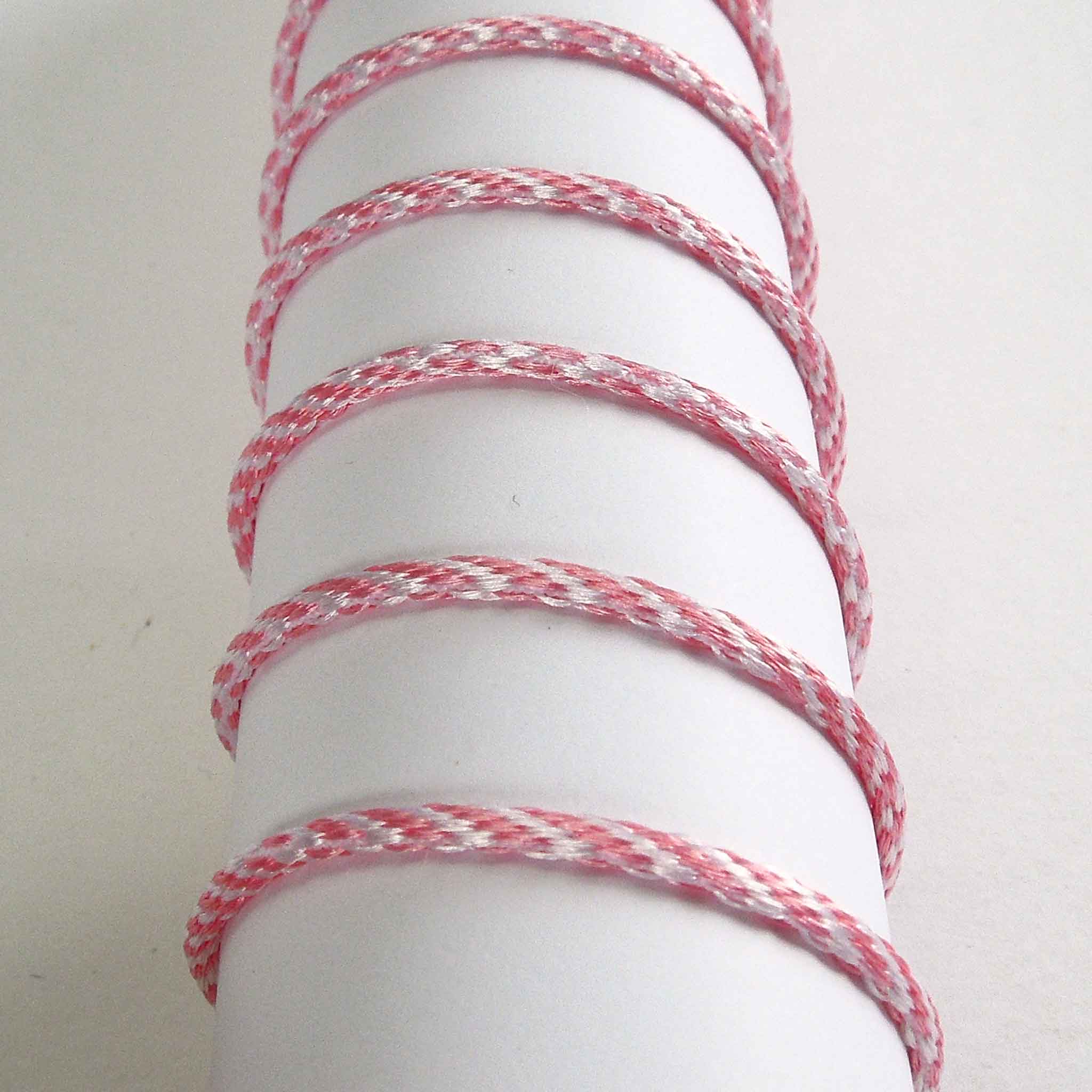 3mm Bakers Twine- Rose Pink White - Berisfords