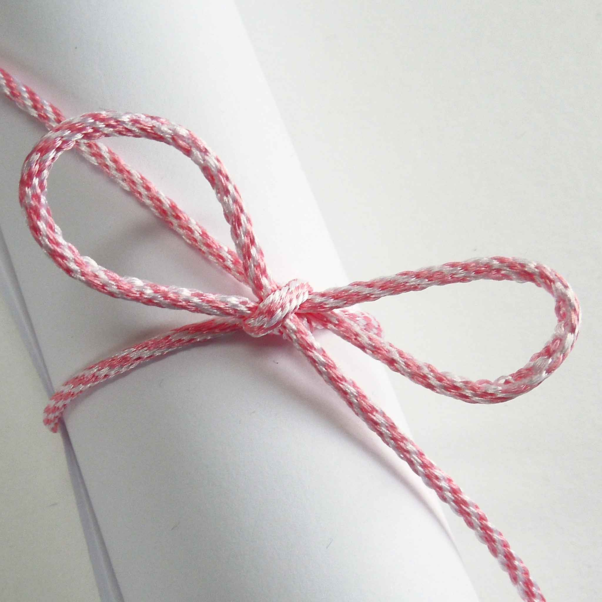 3mm Bakers Twine- Rose Pink White - Berisfords