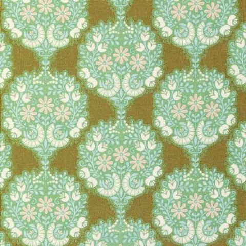 Flower Tree Green Cotton Fabric, Harvest Collection, Tilda 481503