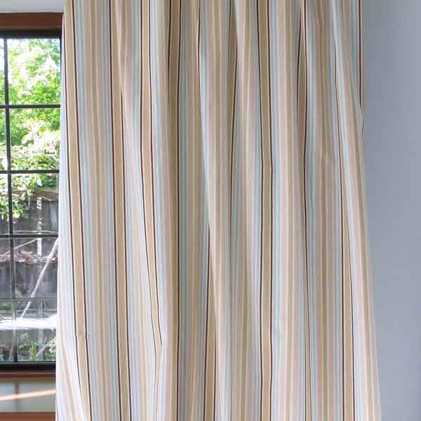 Toy Stripe Blue Chocolate Furnishing Fabric and Clarke - Playtime Collection