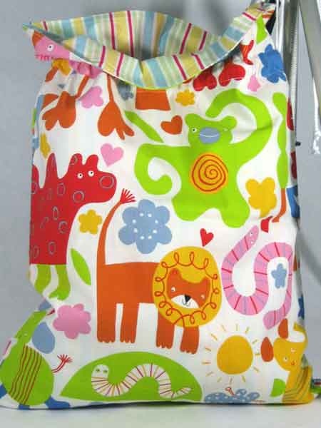 Child's Pink Nursery Animal Personalised Toy Sack Handmade in Pure Cotton and Fully Lined