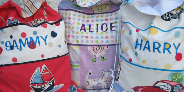 Red Boys Toys Personalised Reversible Toy Sack Handmade in Pure Cotton and Fully Lined