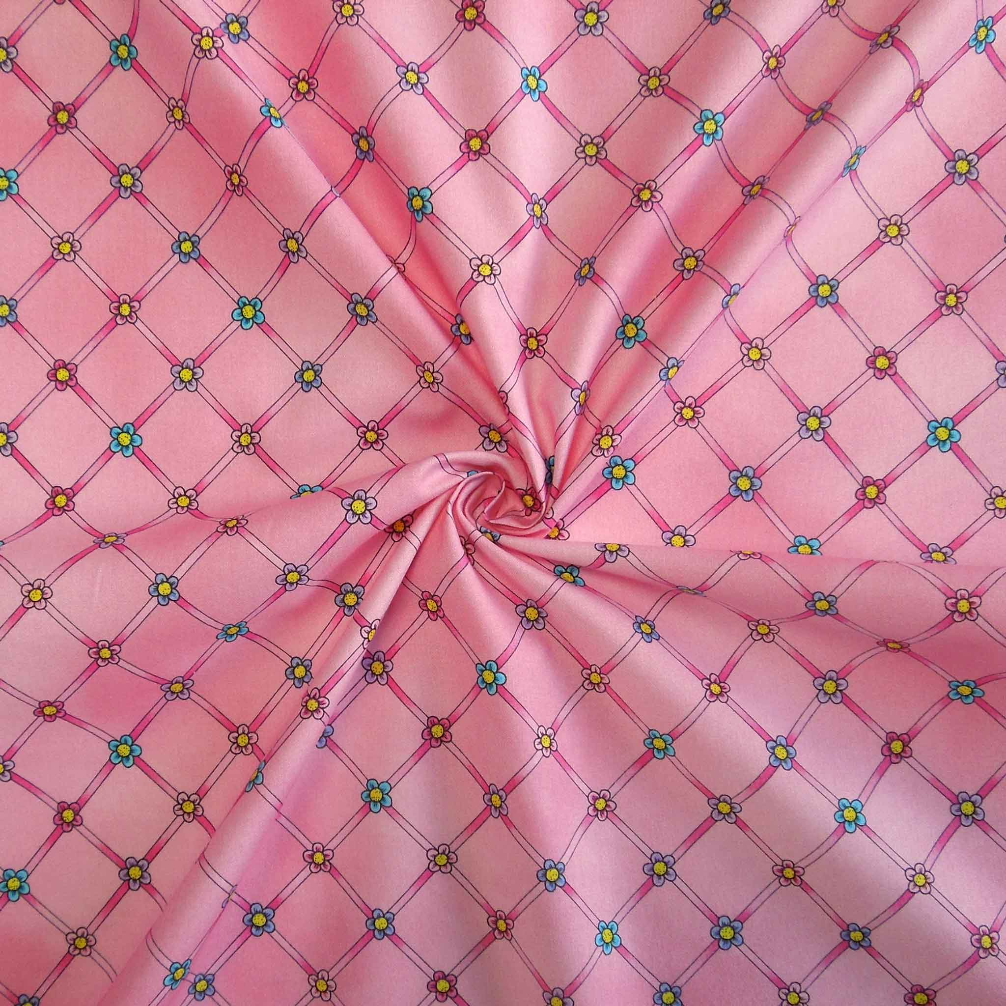 Pink Flower Trellis Cotton Fabric Timeless Treasures 2091/P - At The Ballet