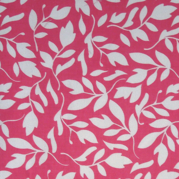 Primrose Garden Blake, Pink Leaf Patterned Cotton Fabric by Riley Blake