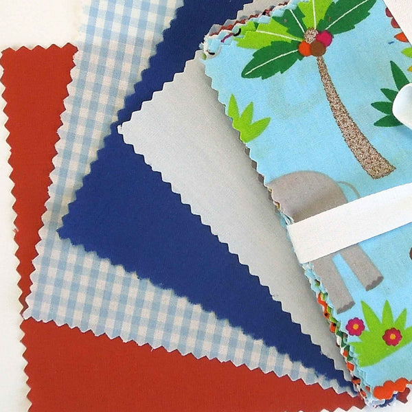 Patchwork Pack Blue Jungle Animal 5 Inch Squares - 30 Pieces