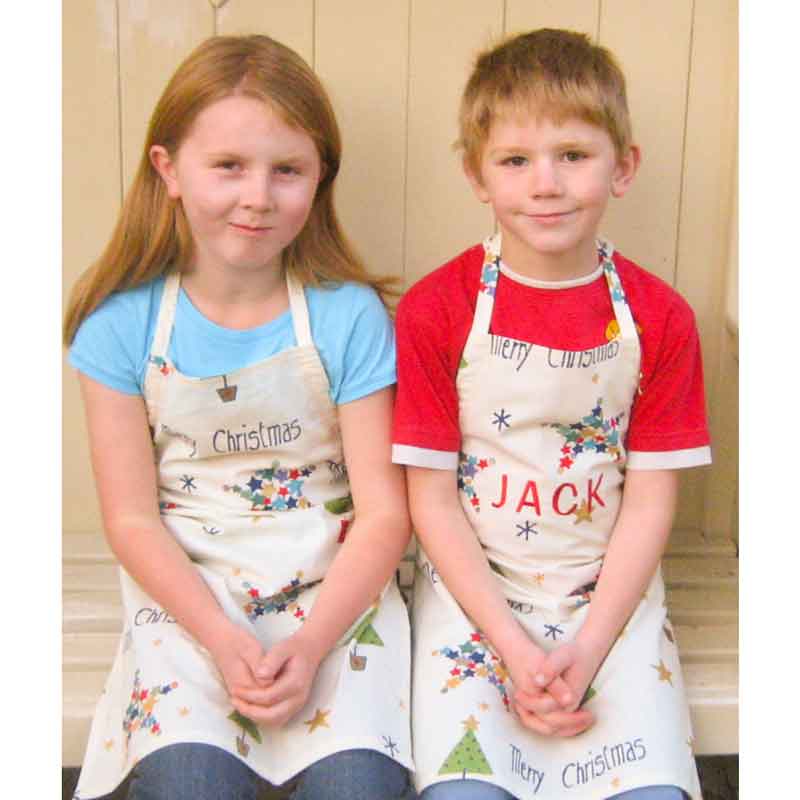 Older Child's Personalised Merry Christmas Cotton Handmade Xmas Apron, Ages 7 - 12 yrs