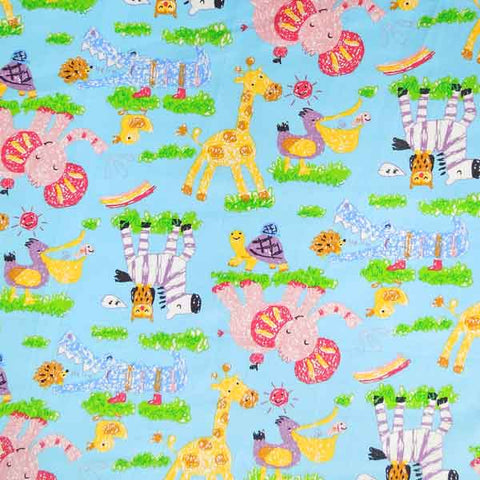 Baby Elephant Cotton Poplin Fabric Blue and Pink - Rose & Hubble